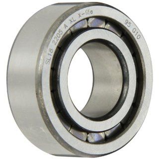 INA SL182205 Cylindrical Roller Bearing, Single Row, Removable Outer Ring, Semi Fixed, Flanged, Normal Clearance, Open End, Metric, 25mm ID, 52mm OD, 18mm Width, 8500rpm Maximum Rotational Speed, 10100lbf Static Load Capacity, 10300lbf Dynamic Load Capacit