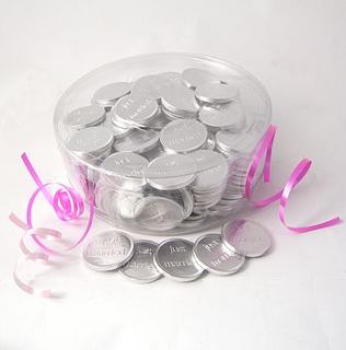 set of 10 'just married' chocolate coins by chocolate by cocoapod chocolate