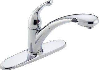 Delta 470 DST Signature Single Handle Pull Out Kitchen Faucet, Chrome   Touch On Kitchen Sink Faucets  
