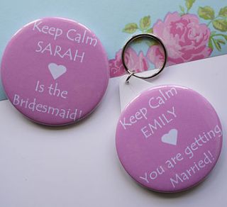 personalised 'wedding' magnet, badge, keyring by andrea fay's