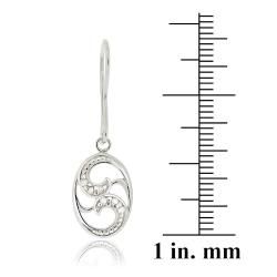 DB Designs Sterling Silver Diamond Accent Oval Swirl Design Dangle Earrings DB Designs Diamond Earrings
