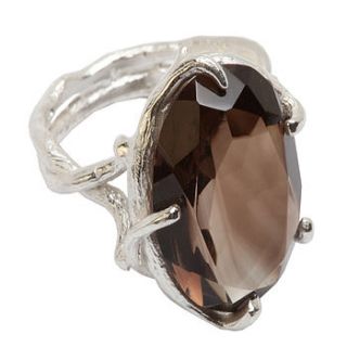 sterling silver smoky quartz cocktail ring by anthony blakeney