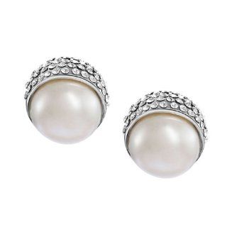 Simulated Pearl Auden Rhinestone Stud Stud Earrings Platinum Plated Jewelry Have Safe Titanium Pin Jewelry