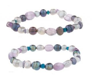 Honora Set of 2 Cultured FreshwaterPearl Bracelets —