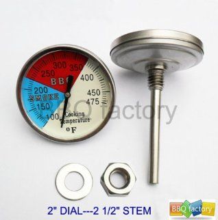 2" 475F BBQ THERMOMETER 2.5" STEM  Grill Thermometers  Patio, Lawn & Garden