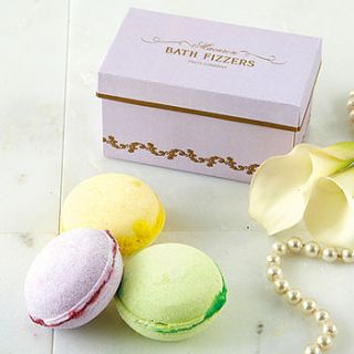 gift boxed macaron bath fizzer set by red berry apple