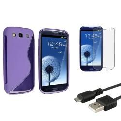 Purple Case/ LCD Protector/ USB Data Cable for Samsung Galaxy S III BasAcc Cases & Holders