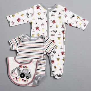Vitamins Baby Newborn Boys 'Mommy Digs Me' 3 piece Footed Coverall Set Vitamins Baby Boys' Sets
