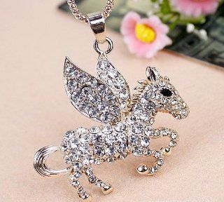 Gold Plated Fashion Crystal Unicorn Long Necklace Pendant / Sweater Chain  (With Cutely Gift Box)         From USA  takes 2 6 working days with shelley.kz INC          Jewelry Organizers