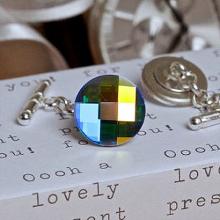 swarovski iridescent crystal round cufflinks by slice of pie designs