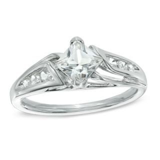 0mm Princess Cut Lab Created White Sapphire Ring in Sterling Silver