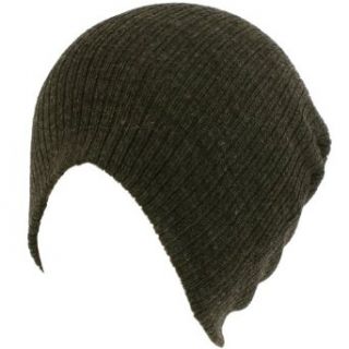 Gossip Girl Ribbed Beanie Slouchy Knit Hat Dark Gray Knit Caps Clothing