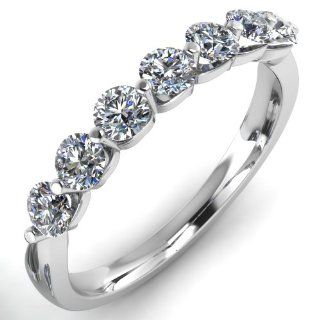 14K White Gold 7 Stone Prong Set Diamond Wedding/Anniversary Band Ring (GH, SI2, 0.50 carat) Jewelry
