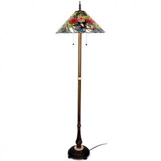 River of Goods Floral Hummingbird Stained Glass Floor Lamp