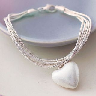 silver heart charm chain bracelet by lavender room