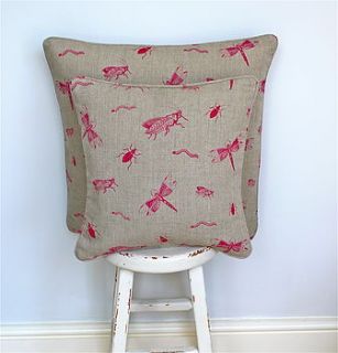 linen cushions bugs life fuchsia by katiemosa