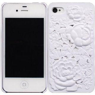 Bfun White 3D Sculpture Design Rose Flower Case Cover for Apple iPhone 4 4G 4S AT&T Verizon Sprint Cell Phones & Accessories