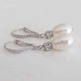 rhinestone and pearl leverback earrings by katherine swaine