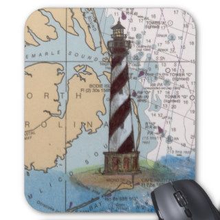 Cape Hatteras Lighthouse NC Nautical Chart Peek Mouse Pad