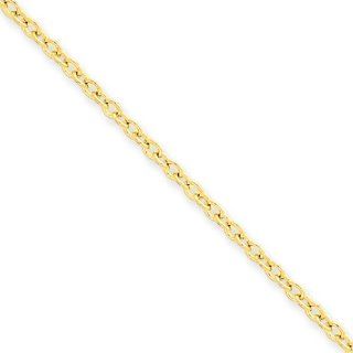 2.4mm, 14 Karat Yellow Gold, Round Open Link Cable Chain   18 inch Chain Necklaces Jewelry