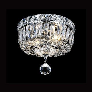 Invisible Design 2 Light 8" Chrome or Gold Ceiling Flush Mount with European or Swarovski Crystals SKU# 11366   Semi Flush Mount Ceiling Light Fixtures  