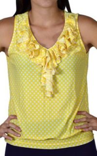 Junior's Polka Dotted Yellow sleeveless ruffled blouse