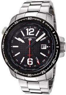 Swiss Legend 90013 11 BB  Watches,Mens GMT World Timer Black Textured Dial Stainless Steel, Casual Swiss Legend Quartz Watches