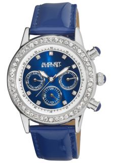 August Steiner AS8018BU  Watches,Womens Blue Mother of Pearl Dial Blue Patent Leather, Casual August Steiner Quartz Watches
