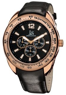 Joshua & Sons JS 45 RG  Watches,Mens Black Dial Black Leather, Casual Joshua & Sons Quartz Watches