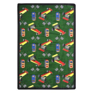 Joy Carpets Pit Stop 92 in x 64 in Rectangular Multicolor Sports Indoor Use Only Area Rug