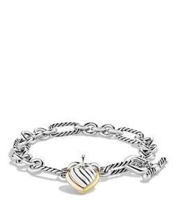 David Yurman Cable Heart Charm Bracelet with Gold's