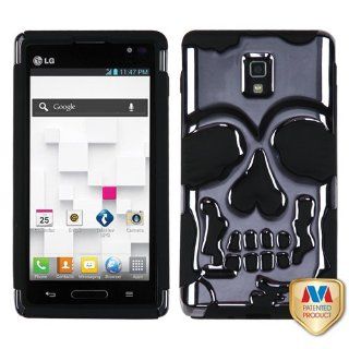 MYBAT Gun Metal Plating/Black Skullcap Hybrid Protector Cover for LG P769 (Optimus L9) Cell Phones & Accessories