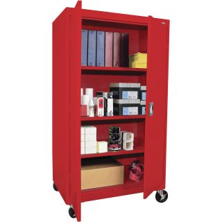 Sandusky Lee Heavy-Duty Welded Steel Mobile Cabinet — 36in.W x 24in.D x 66in.H, Red, Model# TA3R362460-01  Storage Cabinets