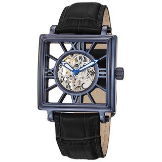 Stuhrling Original Men's 'Winchester Square' Blue Bezel Leather Watch Stuhrling Original Men's Stuhrling Original Watches