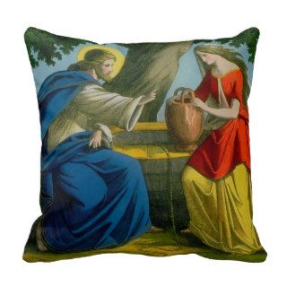 Samaritan woman at the well throw pillow