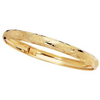 Solid 10k 8 Inch 6mm Yellow Gold Bangle Bracelet   JewelryWeb Jewelry