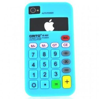 FlashBacks Old School Retro Calculator Silicone Case Cover for AT&T Verizon Sprint Apple iPhone 4 4S   Blue Cell Phones & Accessories