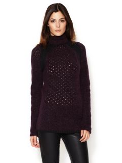 Wool Ribbed Contrast Turtleneck Sweater by See by Chloe
