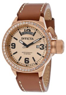 Invicta 12970  Watches,Womens Corduba White Crystal Rose Gold Dial Tan Genuine Calf Leather, Casual Invicta Quartz Watches