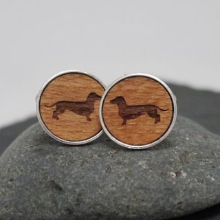wooden dachshund cufflinks by maria allen boutique