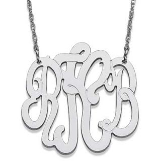 Monogram Scroll Necklace in Sterling Silver (3 Initials)   Zales