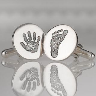 personalised silver print cufflinks by touch on silver
