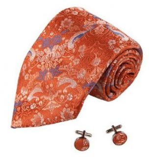 Orange Pattern Silk Tie Blue Floral Gifts for the Groom Handmade Silk Tie Cufflinks Set A1063 One Size Orange at  Men�s Clothing store