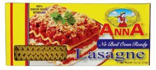 Anna No Boil Oven Ready Lasagne, 13.2 Ounce Boxes (Pack of 12)  Lasagna Pasta  Grocery & Gourmet Food