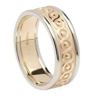 Mens Celtic Knot Irish Wedding Ring 14k Two Tone Gold Irish Made Jewelry