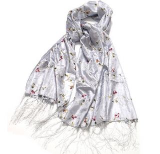 embroidered silk scarf by wonderland boutique