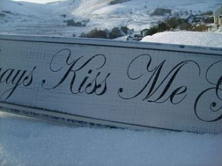 "always kiss me goodnight" vintage wood sign by maggi wood art signs