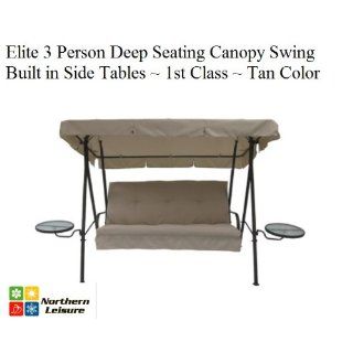 Elite Outdoor 3 Triple Seater Person Swing Glider Canopy Patio Deck W/ Built in side Tables  Other Products  