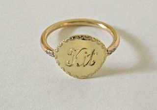 engraved name ring by becca jewellery