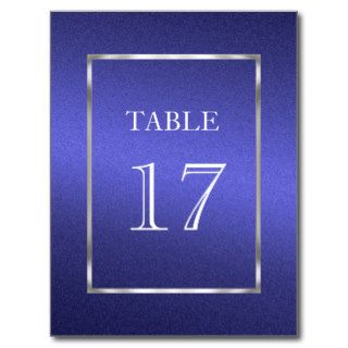 Table Number Plain Blue Shimmer Postcards
